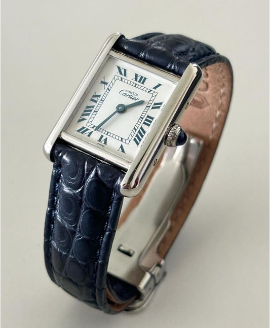 CARTIER MUST TANK BLU NAVY IN PELLE