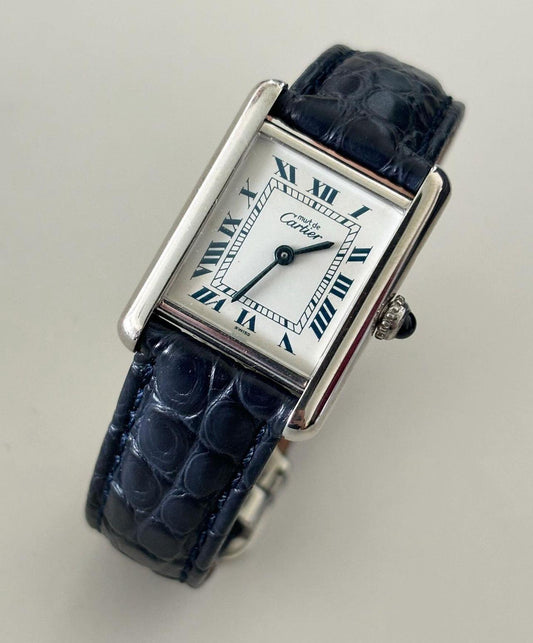CARTIER MUST TANK BLU NAVY IN PELLE